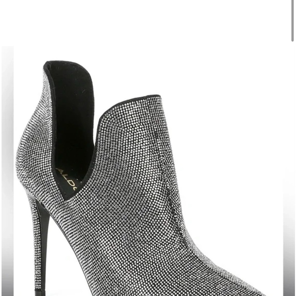 Aldo Silver Stiletto Heeled Boots with Asymmetrical Cut-Out